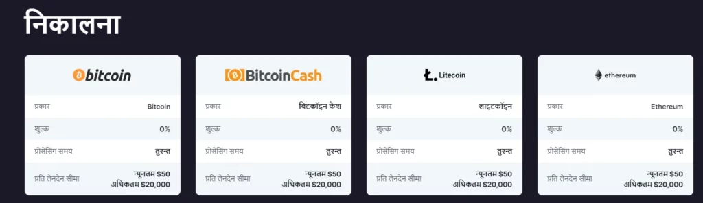 Bitcasino जमा